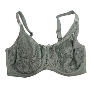 Glamorise WonderWire Lace Bra 9855 Sage Green Full Coverage Unlined 34G